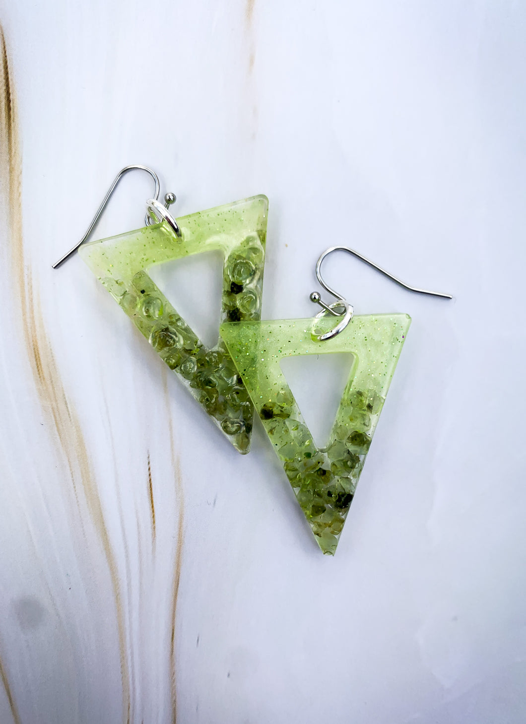 Peridot, Glitter & Resin Earrings