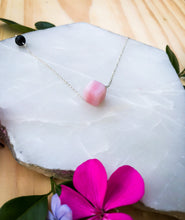 Pink Opal Sterling Silver Aromatherapy Diffuser Necklace